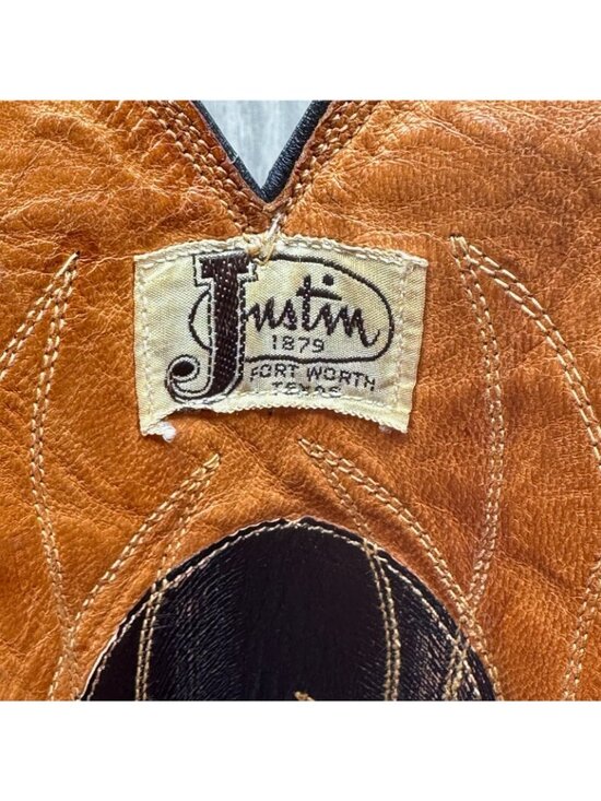 Justin Boots Mens Size 11 Two Tone Pointed Stitch Welt Western Leather Brown main image 11